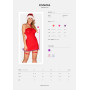 Сорочка Obsessive Kissmas chemise, L/XL, червона, чокер, гартери та шапочка з помпоном у комплекті