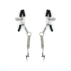 Затискачі для сосків Liebe Seele Lightning Nipple Clamps Silver, підвіска-блискавка