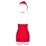 Сорочка Obsessive Kissmas chemise, S/M, червона, чокер, гартери та шапочка з помпоном у комплекті