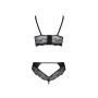 Комплект з еко-шкіри та мережива Passion LOONA SET L/XL, black, бра і трусики