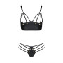 Комплект з екошкіри Passion MALWIA BIKINI 4XL/5XL black, з люверсами та ремінцями, бра, трусики
