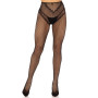 Стрип-колготки Leg Avenue Crotchless Net Tights with Heart Backseam, One Size, чорні, з доступом
