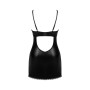 Сорочка Obsessive Norides chemise & thong, XL/2XL, обтисла, з мокрим ефектом, стрінги в комплекті