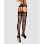 Сітчасті панчохи-стокінги з імітацією гартерів Obsessive Garter stockings S500S/M/L, чорні