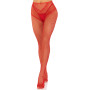 Стрип-колготки Leg Avenue Crotchless Net Tights with Heart Backseam, One Size, червоні, з доступом