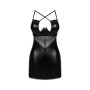 Сорочка Obsessive Norides chemise & thong, XS/S, обтисла, з мокрим ефектом, стрінги в комплекті