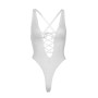 Мереживне боді Leg Avenue Floral lace thong teddy White, шнурівка на грудях, one size