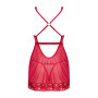 Прозора сорочка бебі-дол Obsessive Lacelove babydoll & thong XS/S Red, мереживо, стрінги