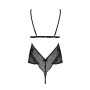 Боді Passion AMBERLY BODY 4XL/5XL black, асиметричний крій, мереживний ліф, золота нитка