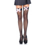 Панчохи-сітка з атласним бантиком Leg Avenue Fishnet Thigh Highs One size, Black With Bow Pink