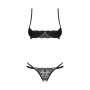 Комплект Obsessive Nutris 2-pcs crotchless set, XL/2XL, ліф з відкритими чашками, трусики з доступом