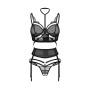 Комплект Obsessive Premisis Black 3-pcs crotchless set S/M