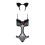 Еротичний костюм гепарду Obsessive Gepardina 3 pcs costume S/M, чорний, хутряне оздоблення, монокіні