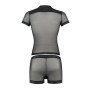 Комплект сітчастої чоловічої білизни Passion 052 SET MICHAEL 2XL/3XL black сорочка, боксери заклепки