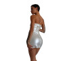 Мінісукня D&A, XS-S, white, nylon-lycra відкриті плечі з блискавкою на всю довжину