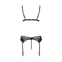 Комплект білизни Passion NESSY SET S/M black, бюстгальтер, пояс для панчіх, стрінги