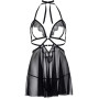 Сорочка бебі-дол з відкритими чашками Leg Avenue Lace and mesh babydoll & panty Black S, стрінги