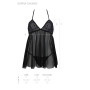 Пеньюар Passion KERRIA CHEMISE black, S/M, мереживний верх, трусики в комплекті