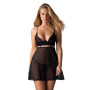Бебі-дол Obsessive Nutris babydoll & thong, M/L, імітація ліфа та спіднички, стрінги в комплекті