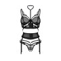 Комплект Obsessive Premisis Black 3-pcs crotchless set 2XL/3X