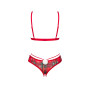 Комплект Obsessive Ms Merrilo 2-pcs set, XS/S, м’який бюстгальтер та трусики з доступом і з помпоном
