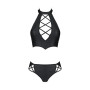 Комплект з екошкіри Passion NANCY BIKINI 4XL/5XL black, бра та трусики з імітацією шнурівки