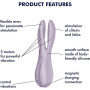 Кліторальний вібратор Satisfyer Threesome 2 Violet, 3 гнучкі пальчики, 3 мотори