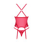 Прозорий корсет Obsessive Lacelove corset XL/2XL Red, мереживо, підв’язки для панчіх