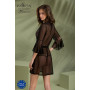 Пеньюар Passion LEAFA PEIGNOIR black, L/XL, довжина трохи вище коліна, широкі рукави, зав'язується на пояс