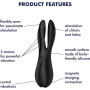 Кліторальний вібратор Satisfyer Threesome 2 Black, 3 гнучкі пальчики, 3 мотори