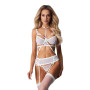 Комплект Obsessive Premisis White 3-pcs crotchless set S/M