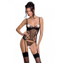 Корсет з підв'язками, стрінги Passion LOVELIA CORSET L/XL, black