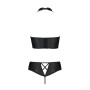 Комплект з еко-шкіри Passion NANCY BIKINI XXL/XXXL, black, бра та трусики з імітацією шнурівки