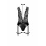 Боді Noir Handmade F297 Libido, S, чорне, мереживо, низ під латекс, відкритий доступ, гартери