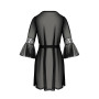Пеньюар Passion LEAFA PEIGNOIR black S/M, довжина трохи вище коліна, широкі рукави, зав'язується на пояс