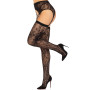 Комплект Leg Avenue Lace thigh highs & garterbelt, One Size, чорний, панчохи та пояс з пажами