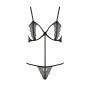 Комплект білизни Passion Exclusive QUENTRIS BIKINI XXL/XXXL, black, стрінги і напіввідкритий ліф