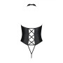 Боді з екошкіри Passion NANCY BODY 6XL/7XL black, з імітацією шнурівки та відкритим доступом
