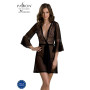 Пеньюар Passion LEAFA PEIGNOIR black, XXL/XXXL, довжина трохи вище коліна, широкі рукави, зав'язується на пояс
