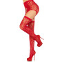Комплект Leg Avenue Lace thigh highs & garterbelt, One Size, червоний, панчохи та пояс з пажами