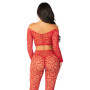 Комплект Leg Avenue Off The Shoulder Top and Footless Tights One Size, Red