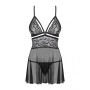 Еротичний мереживний комплект із сіточкою Obsessive 838-BAB-1 babydoll & thong black L/XL, чорний, п