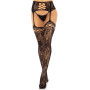 Колготки-панчохи Leg Avenue French Rose Backseam Garter Belt Stockings, чорні, One Size, з доступом