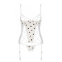 Корсет з підв'язками, стрінги Passion LOVELIA CORSET L/XL, white
