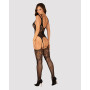 Бодістокінг Obsessive Bodystocking F237 S/M/L, рослинне плетіння, імітація панчіх