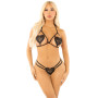 Комплект Leg Avenue Open Cup Bra and Pearl String One Size, Black