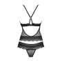 Напівпрозорий набір з прикрасами Obsessive Ivannes top & thong L/XL, чорний, топ та танга