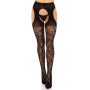 Стрип-колготки Leg Avenue Eyelet lace suspender hose, One Size, чорні, ажурні, з відкритим доступом