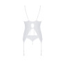 Корсет із пажами, трусики з ажурним декором та відкритим кроком Passion URSULA CORSET L/XL, white