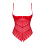 Боді з доступом Obsessive Ingridia crotchless teddy XS/S, червоне, відкриті груди